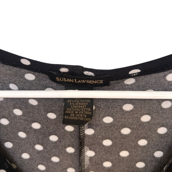 Susan Lawrence Womens Black White Polka Dot Sleeveless V-Neck Layered Blouse XL - Picture 5 of 7